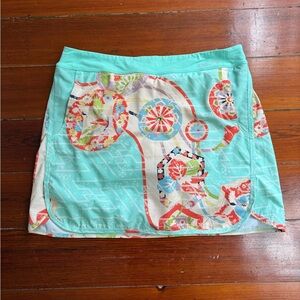 RLX Ralph Lauren Colorful Geometric Floral Performance Golf Skort Sz L 💚🍄